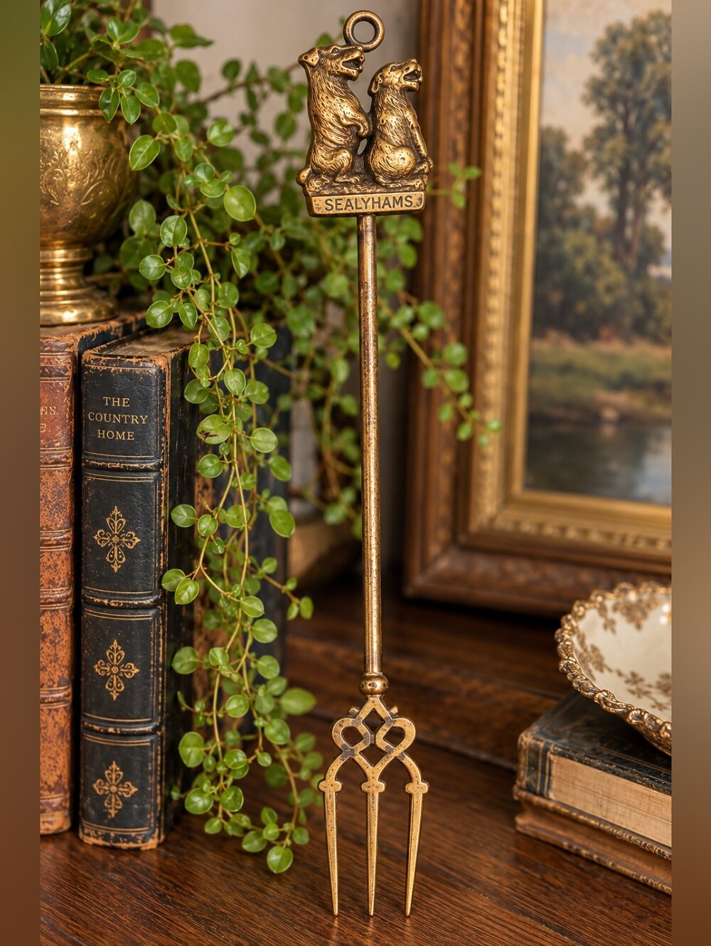 Vintage Brass Sealyham Terrier Fireside Toasting Fork